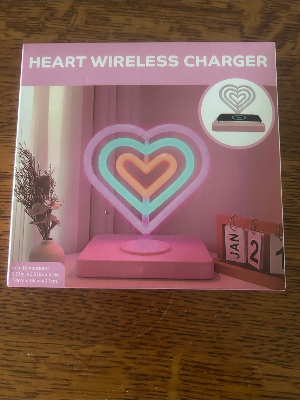 Pink Heart Wireless Charger - Portable Qi Charging Pad